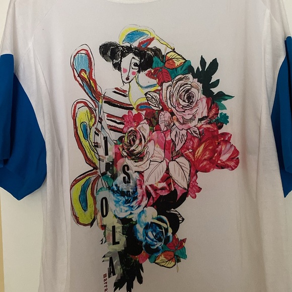 I’M Isola Marras Silk Cotton Combination Logo Print Top NeverUsed - Picture 5 of 16